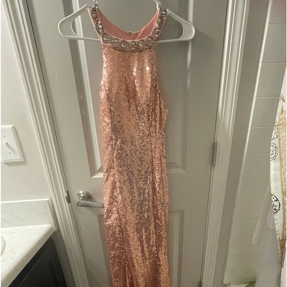Pink sequins women prom dress